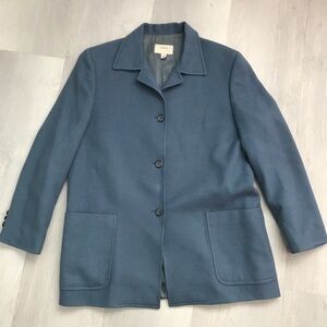 SFI CLASSIC WOMENS CAMEL HAIR WOOL BLAZER BLUE JACKET 6